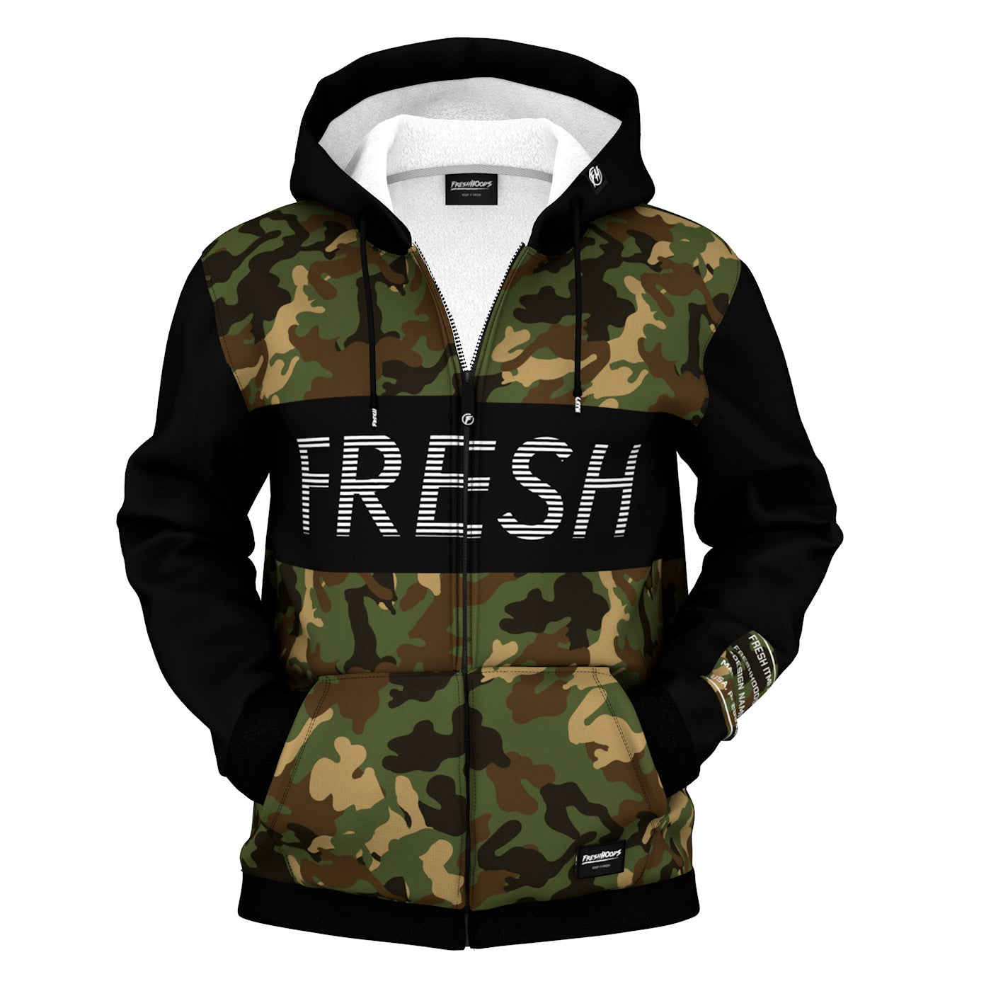 Fresh Hoods x Camo Zip Up Hoodie