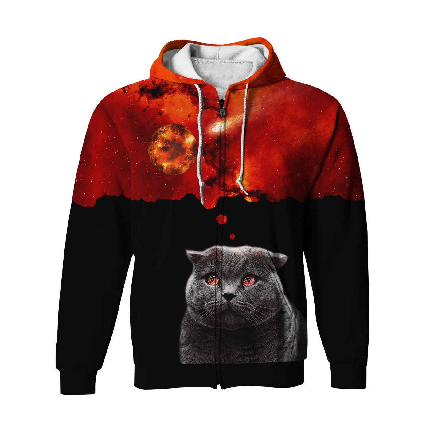 Cat zip sales up hoodie