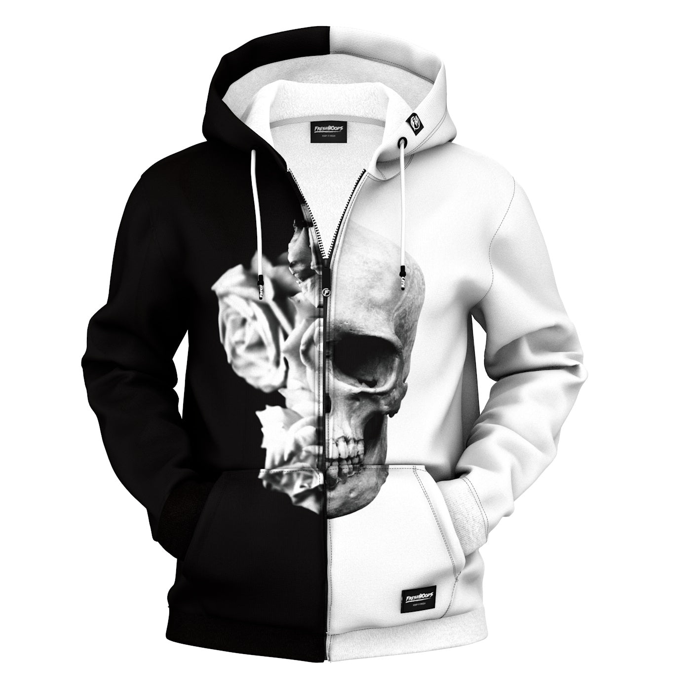 Black and white 2025 zip up hoodie