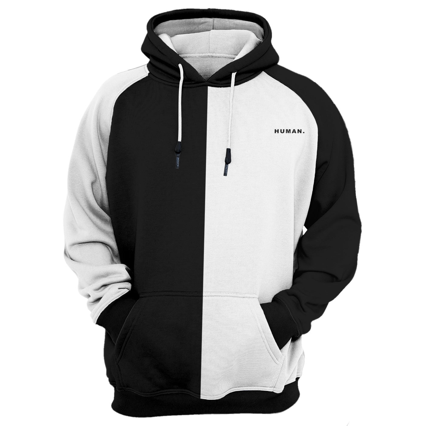 Half white shop half black hoodie