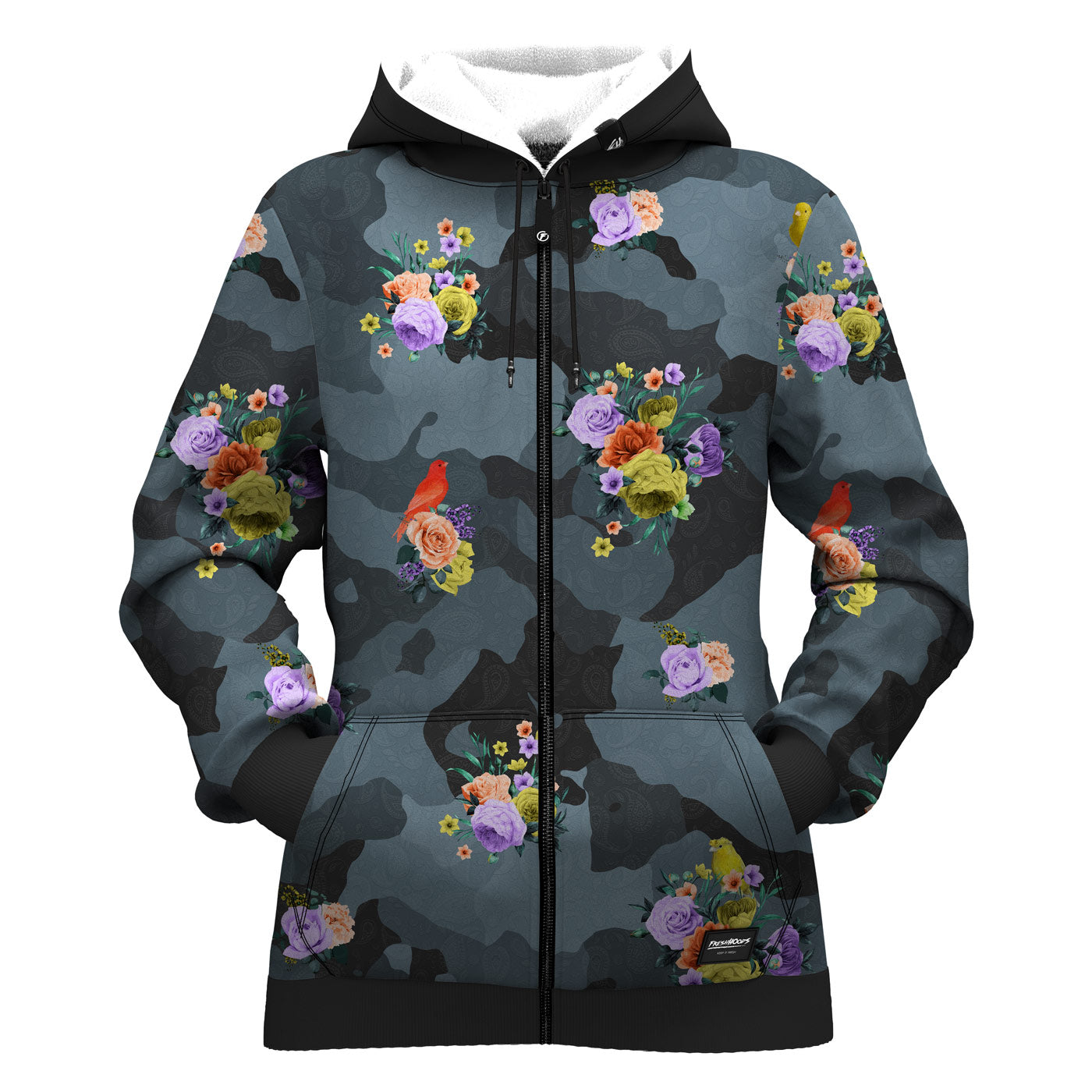 Camo Flower Women Zip Up Hoodie