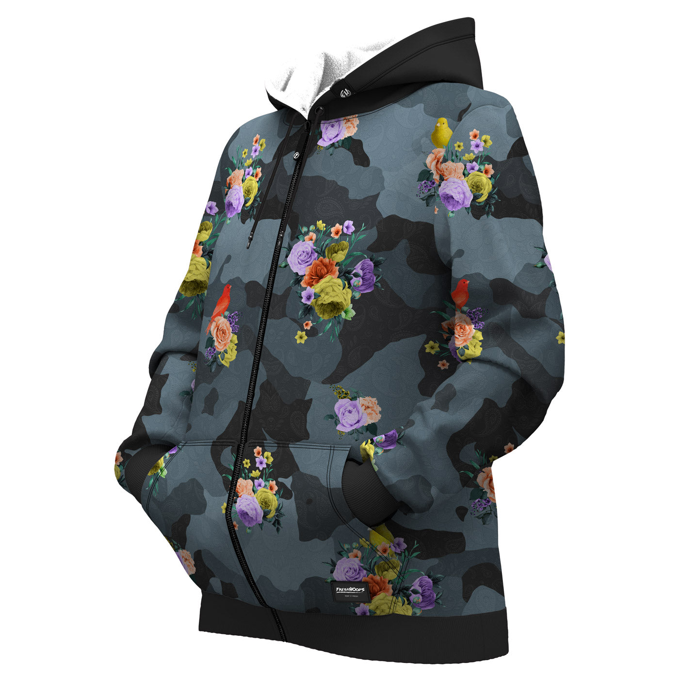 Camo Flower Women Zip Up Hoodie