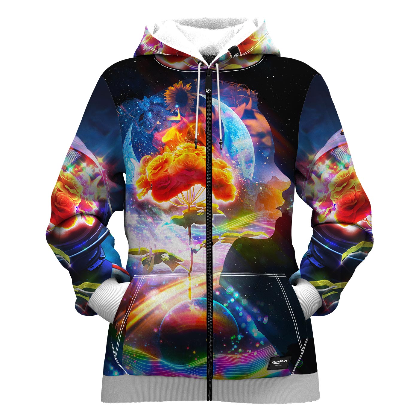 Blissful Space Women Zip Up Hoodie