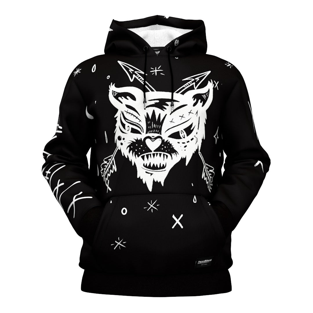 Black and white online wolf hoodie