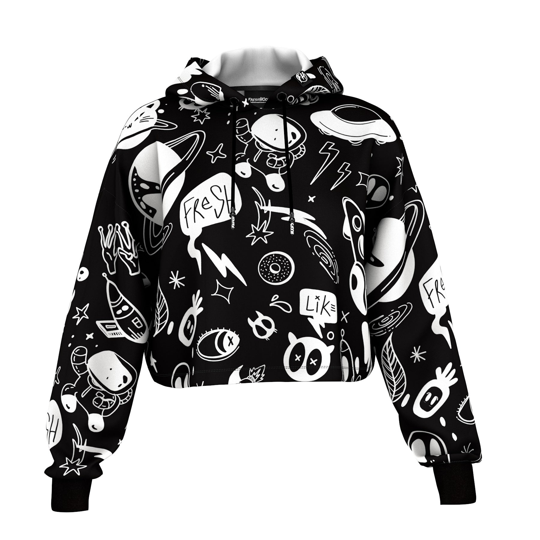 Space Doodles Cropped Hoodie