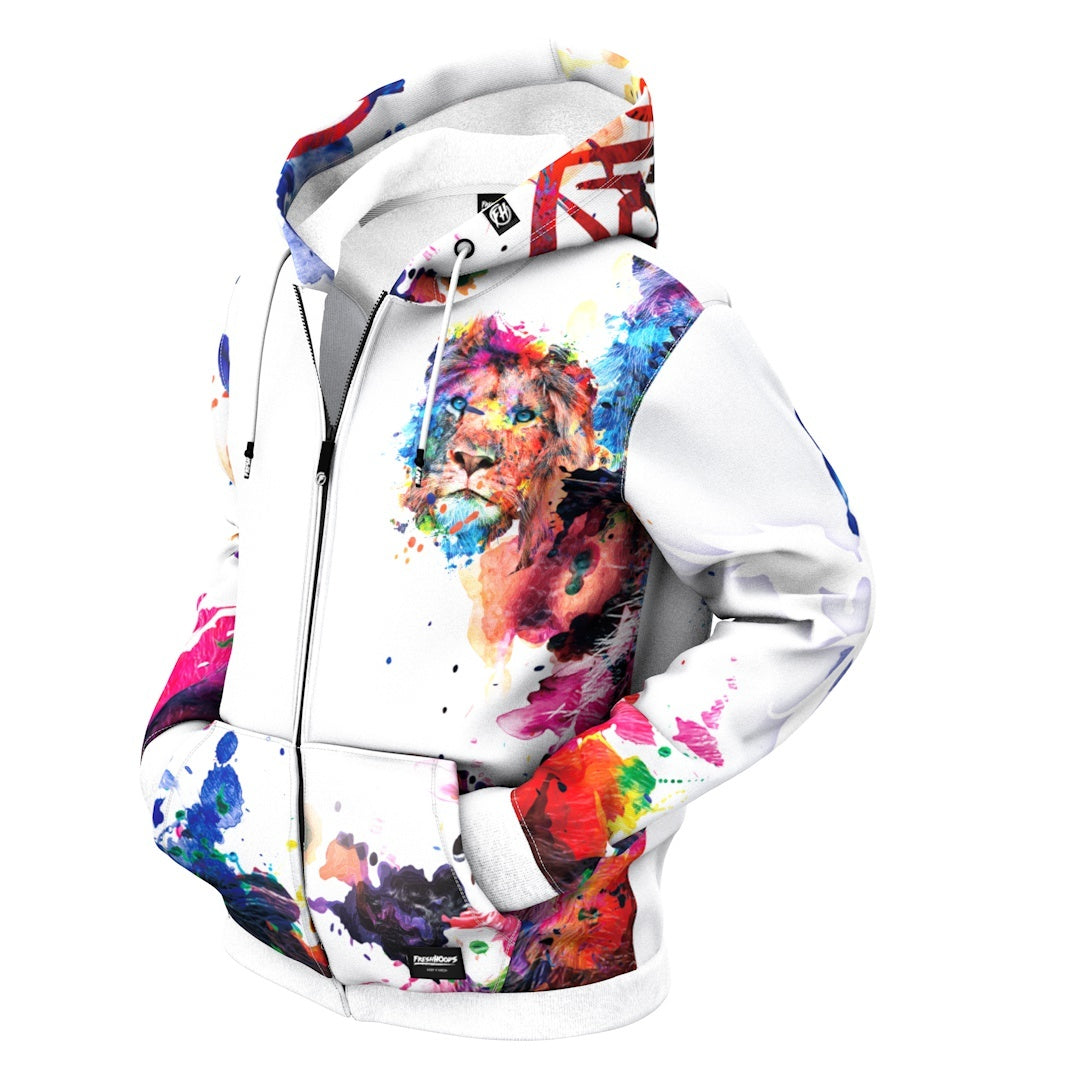 Colorful Lion Zip Up Hoodie