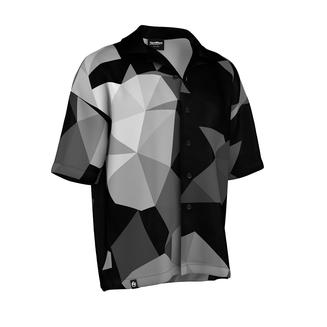 Cubes Black Oversized Button Shirt