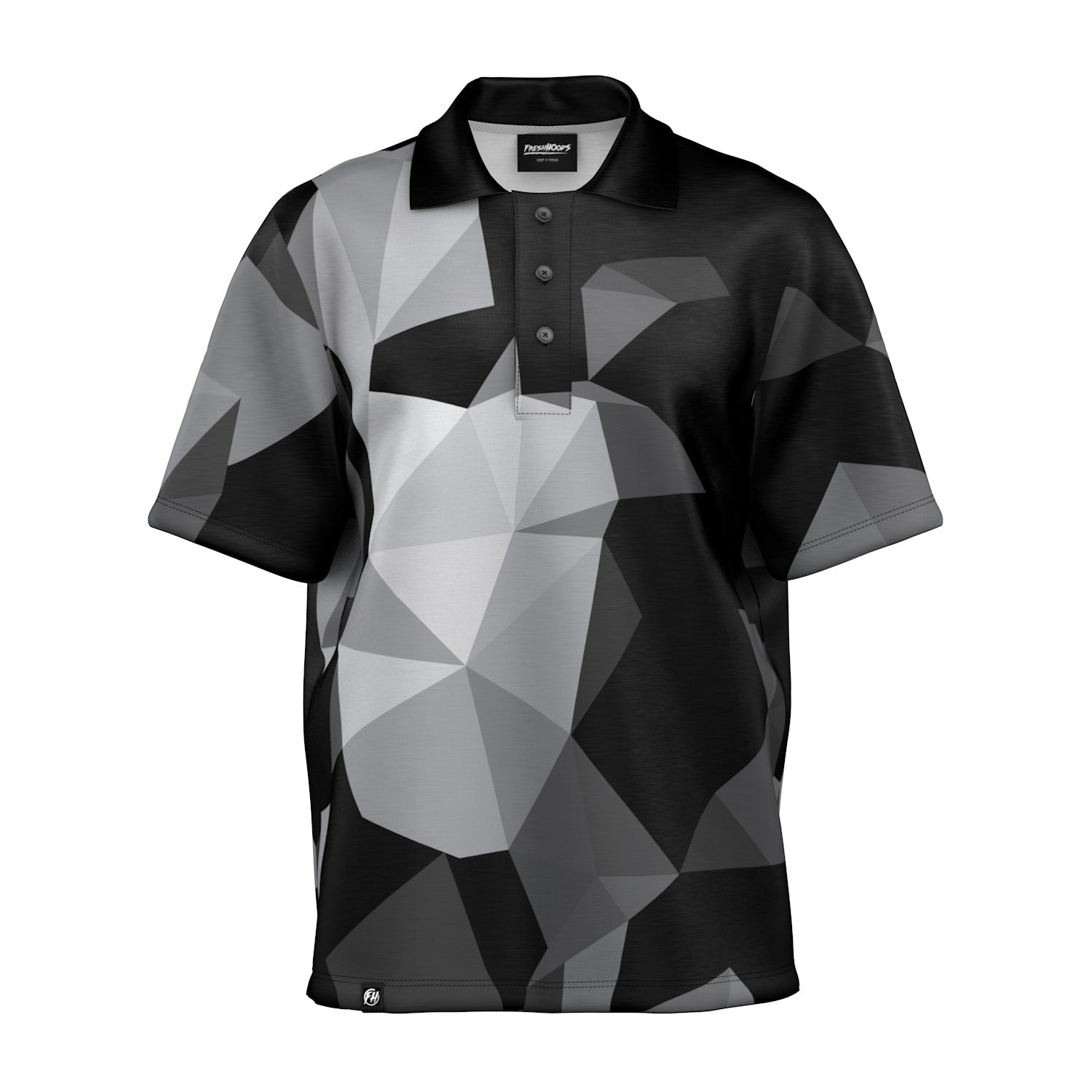 Cubes Black Oversized Polo Shirt