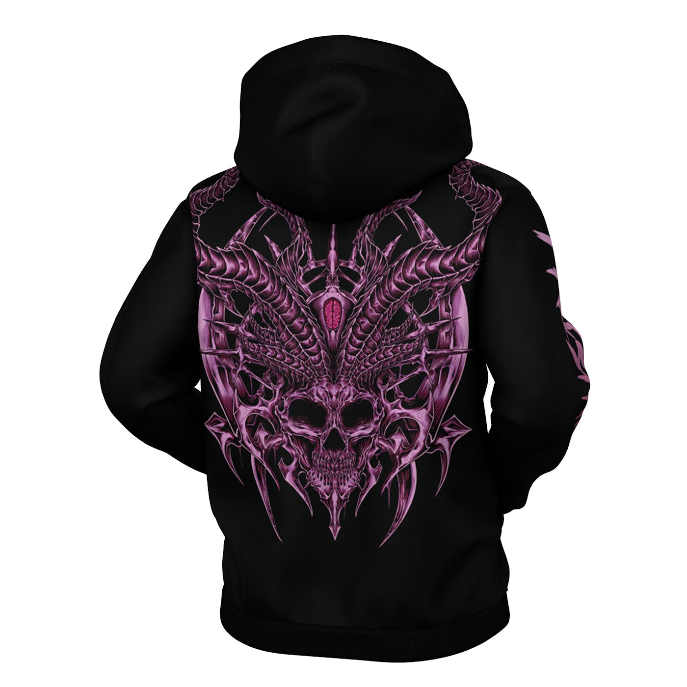 Horned Demon Skull Zip Up Hoodie