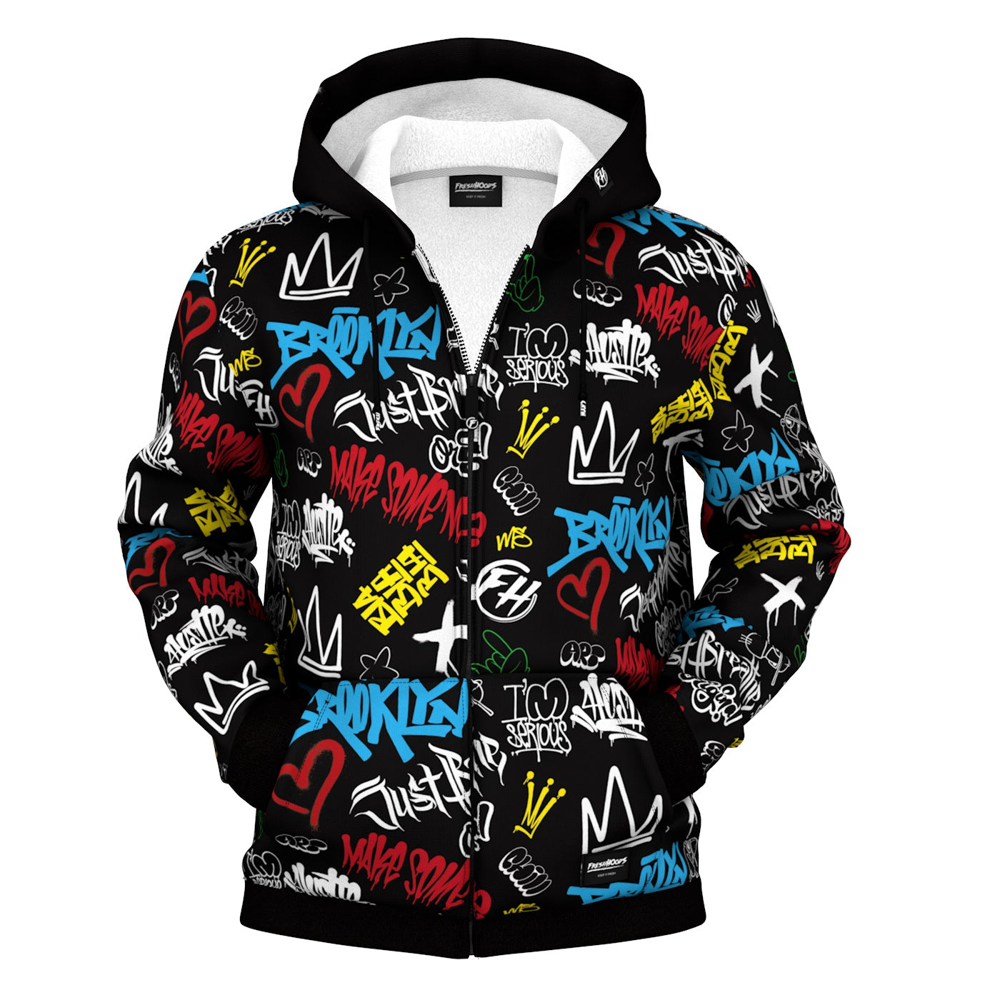 Graffiti Pattern Zip Up Hoodie - Main Image