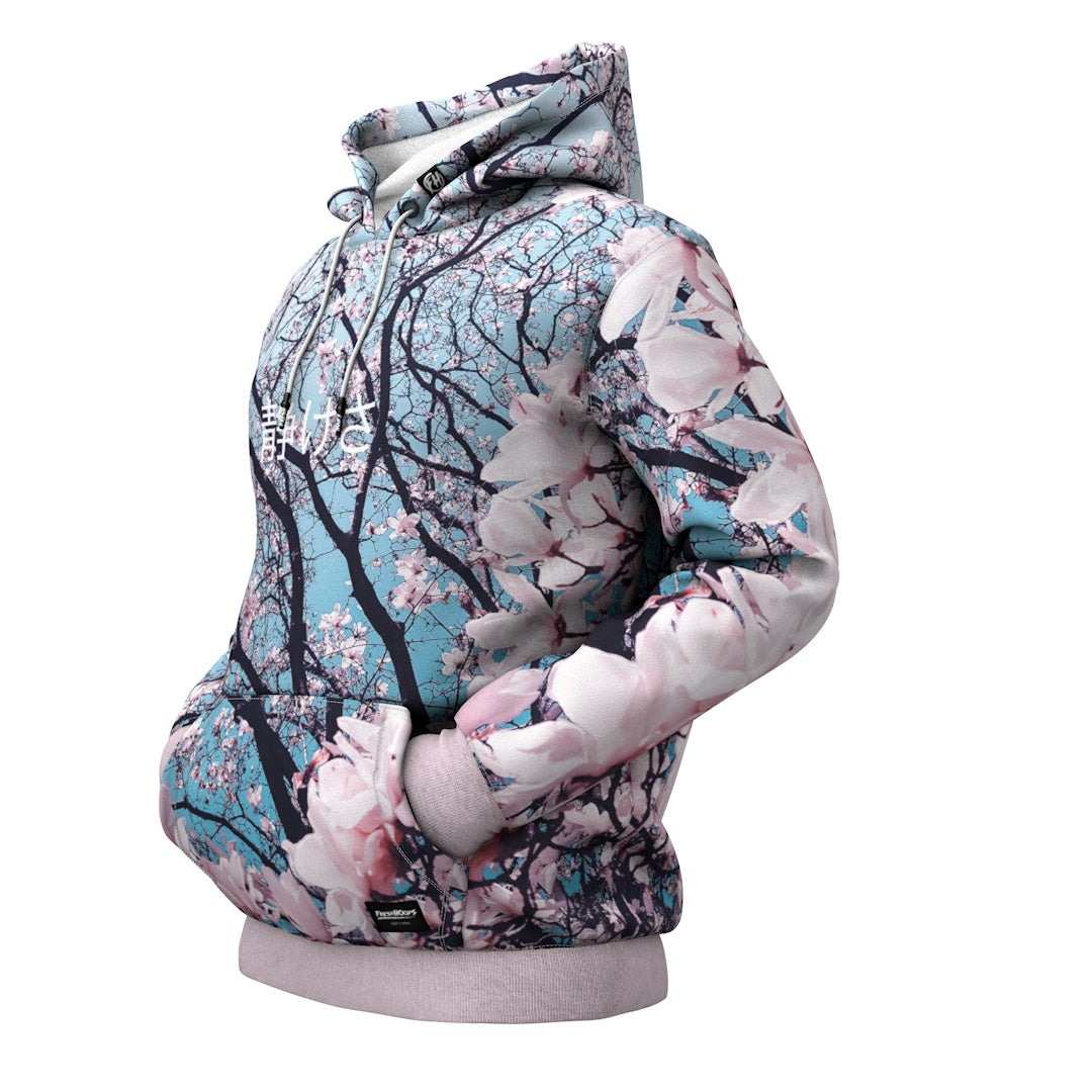 Cherry Blossom Embroidered Cotton Hoodie