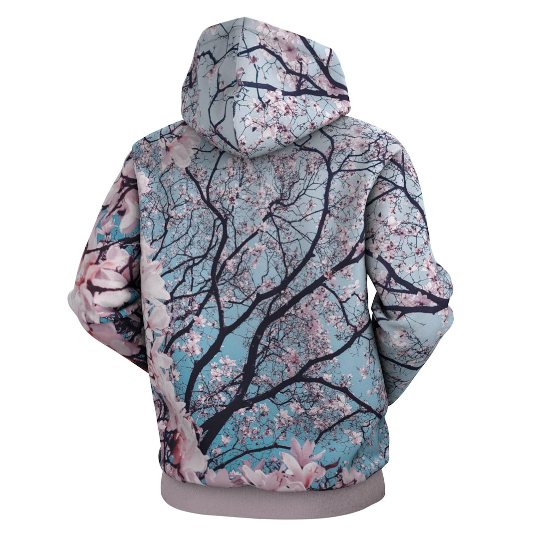 Cherry Blossom Embroidered Cotton Hoodie