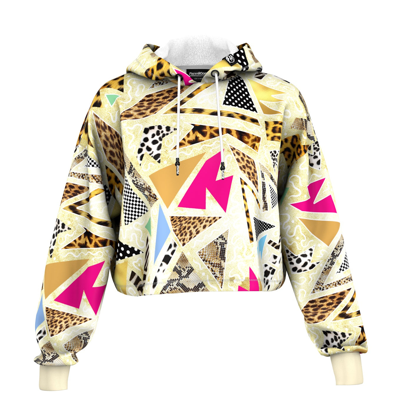 Abstract Vitrage Cropped Hoodie