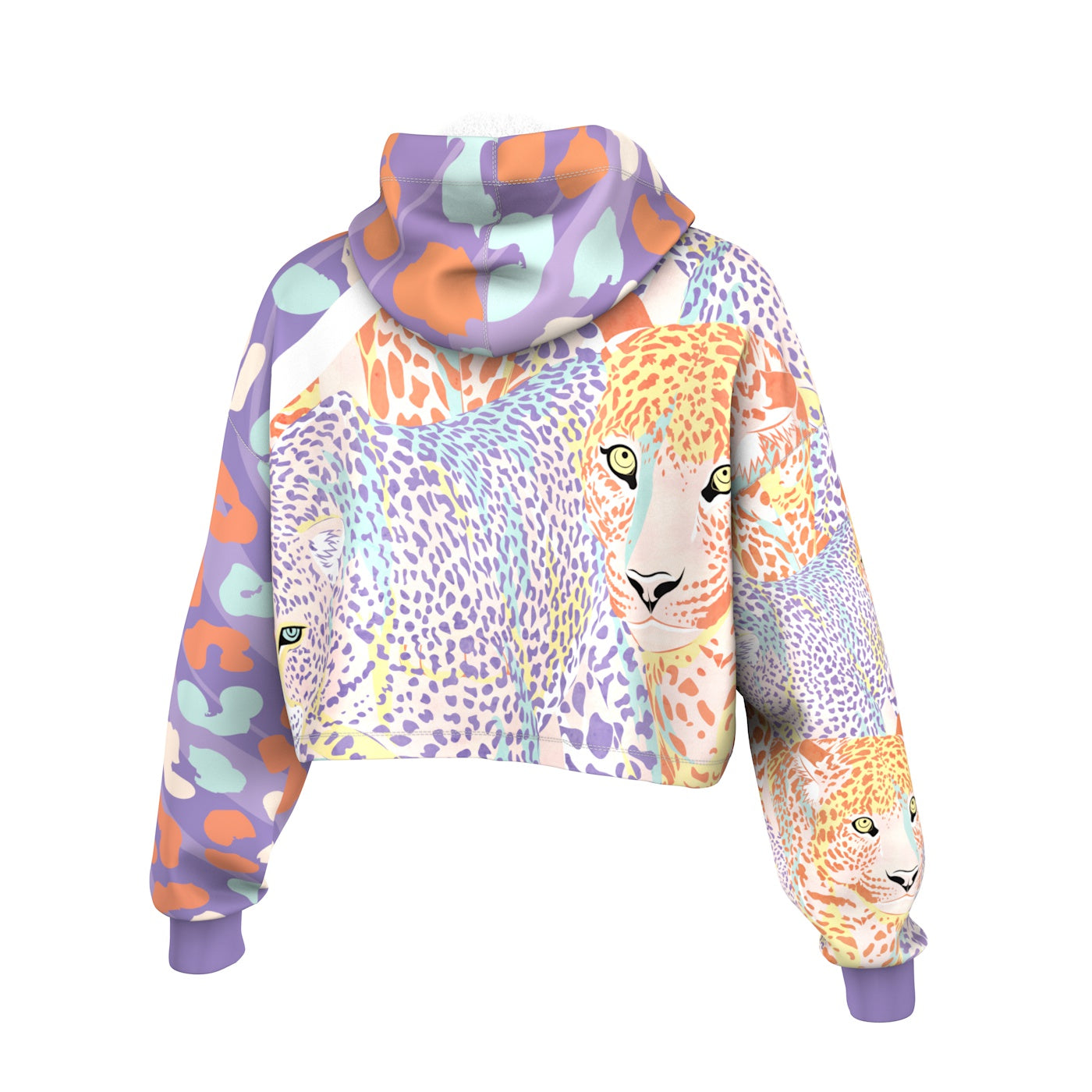 Pastel Leopard Cropped Hoodie