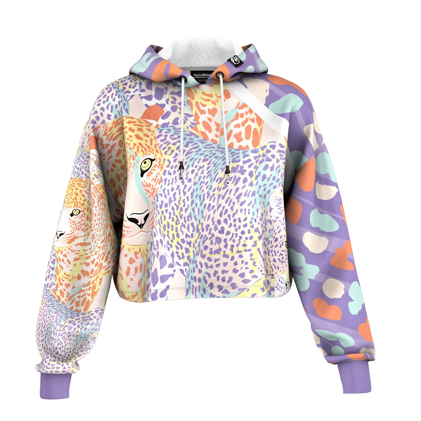 Pastel Leopard Cropped Hoodie