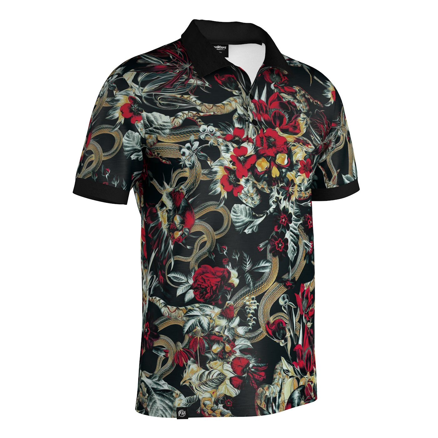 Crimson Bloom Polo Shirt