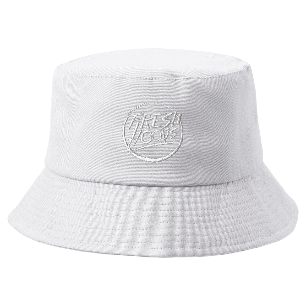 Embroidered White Round Logo Bucket Hat