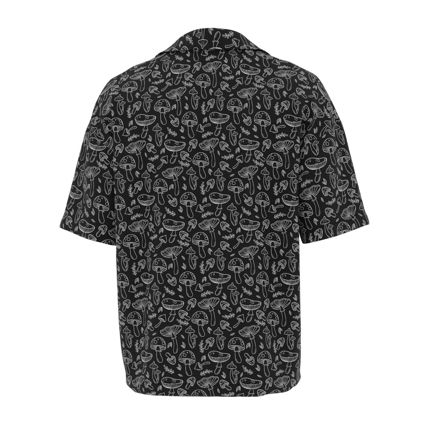 Black 'n' White Mushrooms Oversized Button Shirt