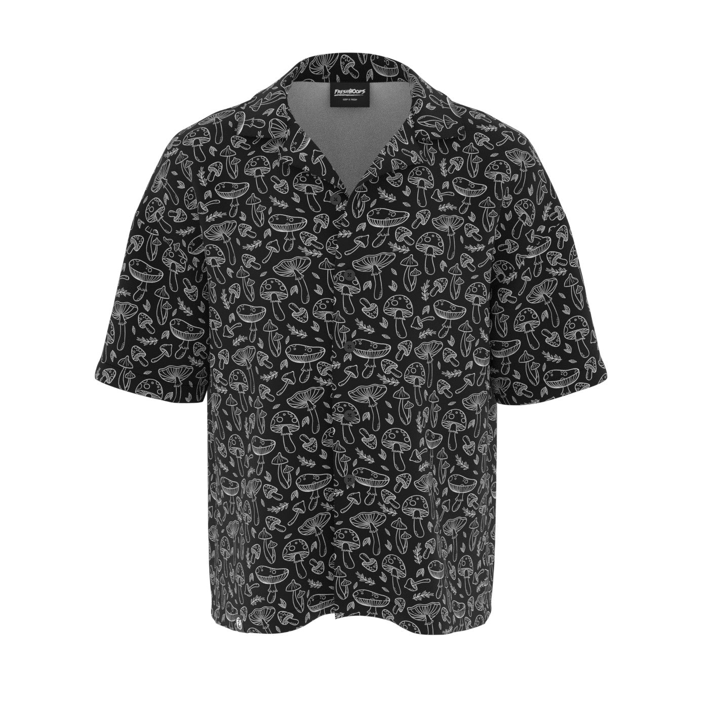 Black 'n' White Mushrooms Oversized Button Shirt