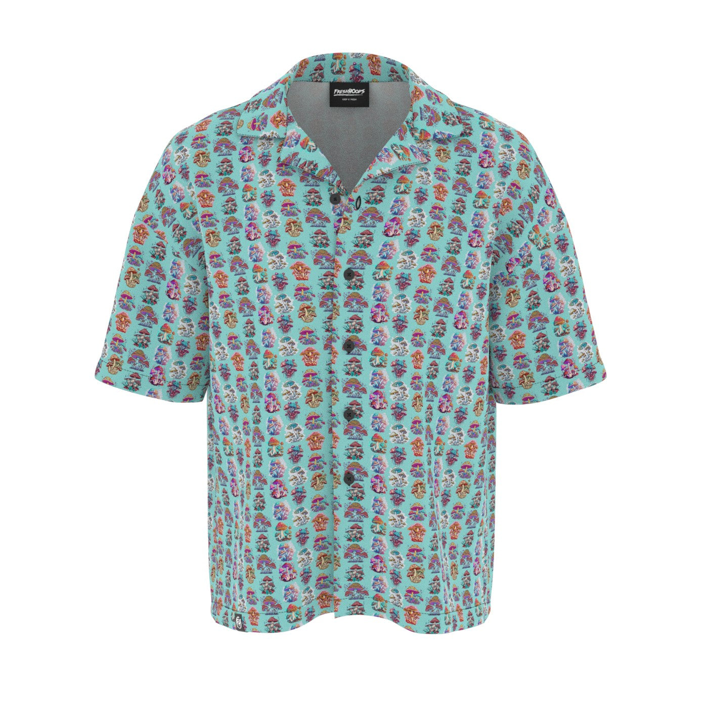 Small Vivid Mushrooms Oversized Button Shirt