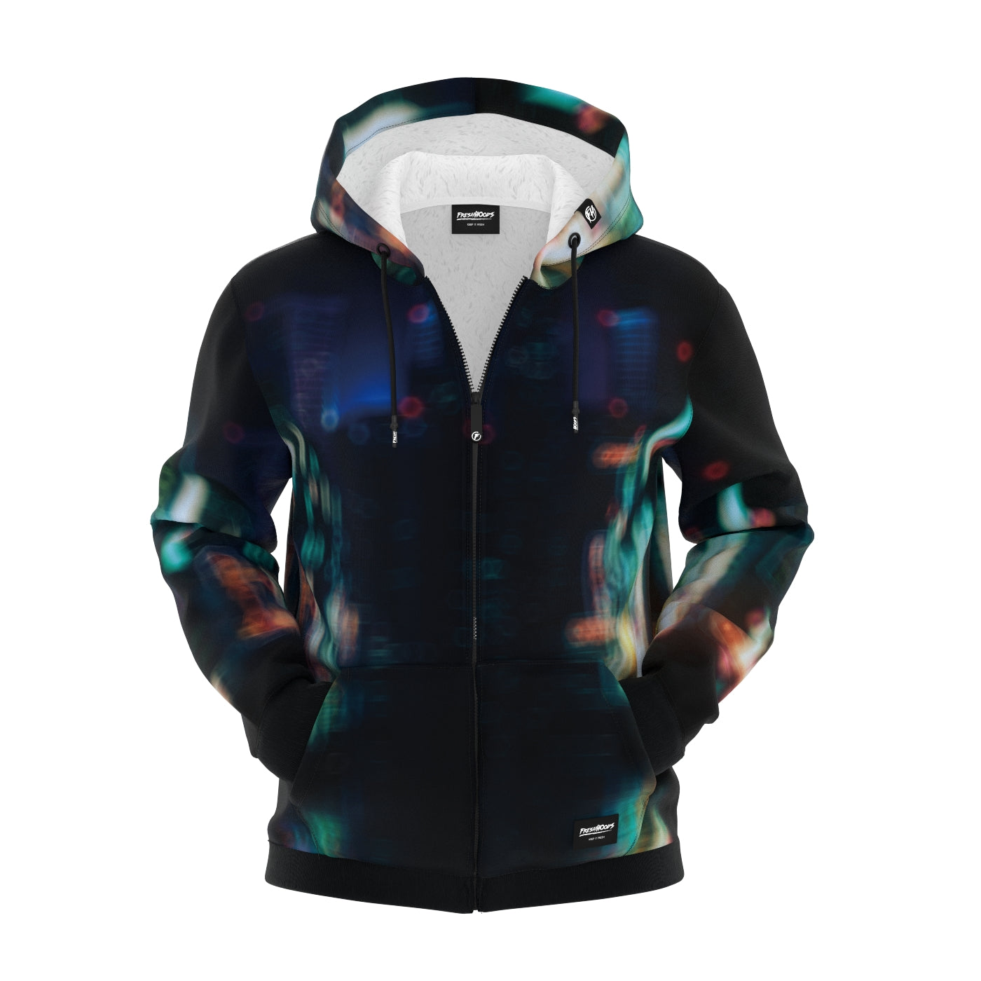 Pink and Blue Galaxy Space Men's Zip Up Hoodie