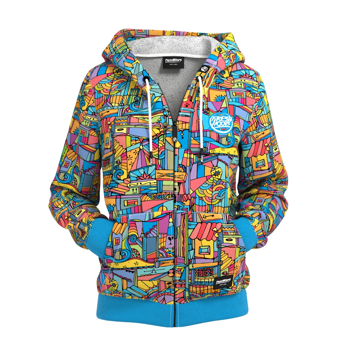 Multicolor zip outlet up hoodie