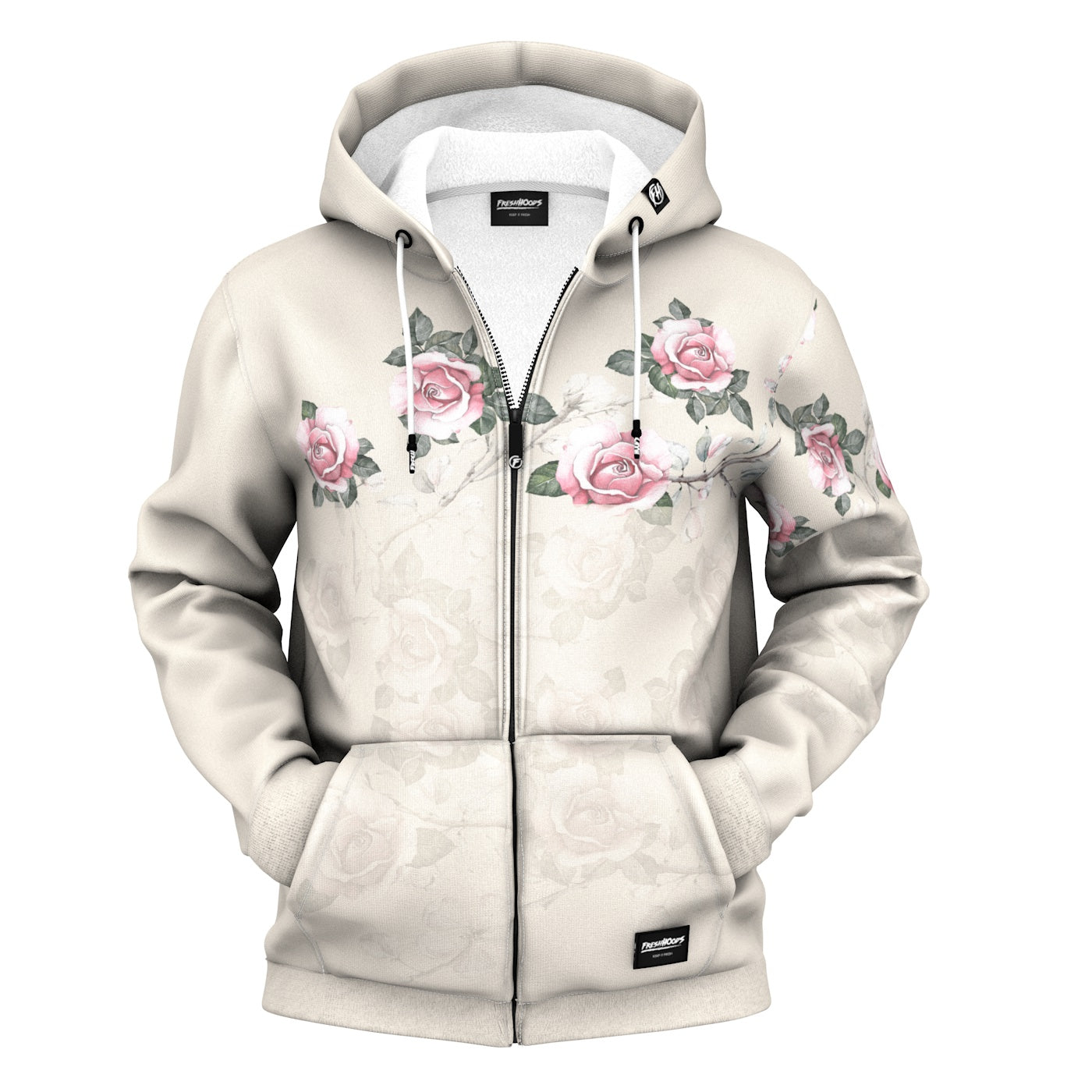 Retro Roses Zip Up Hoodie