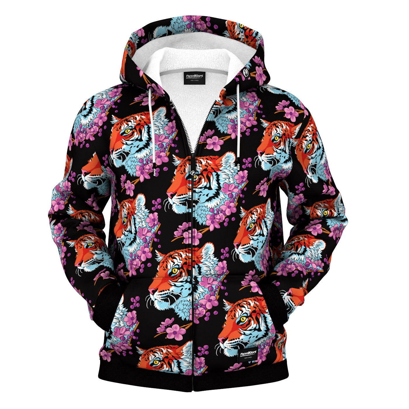 Tiger Sakura Zip Up Hoodie