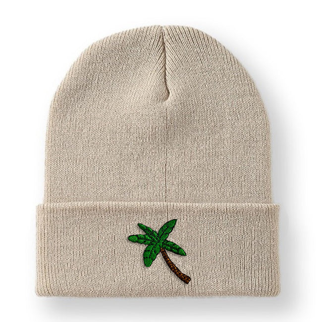 Palm Embroidered Cuffed Beanie