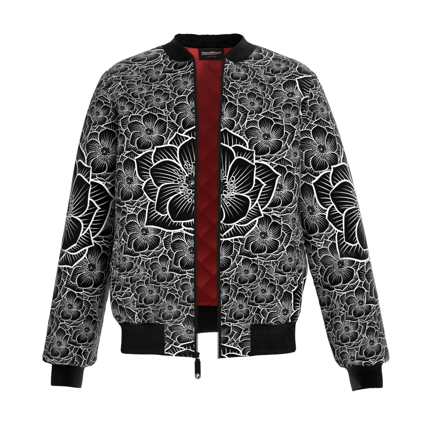 Achromic Flower Bomber Jacket