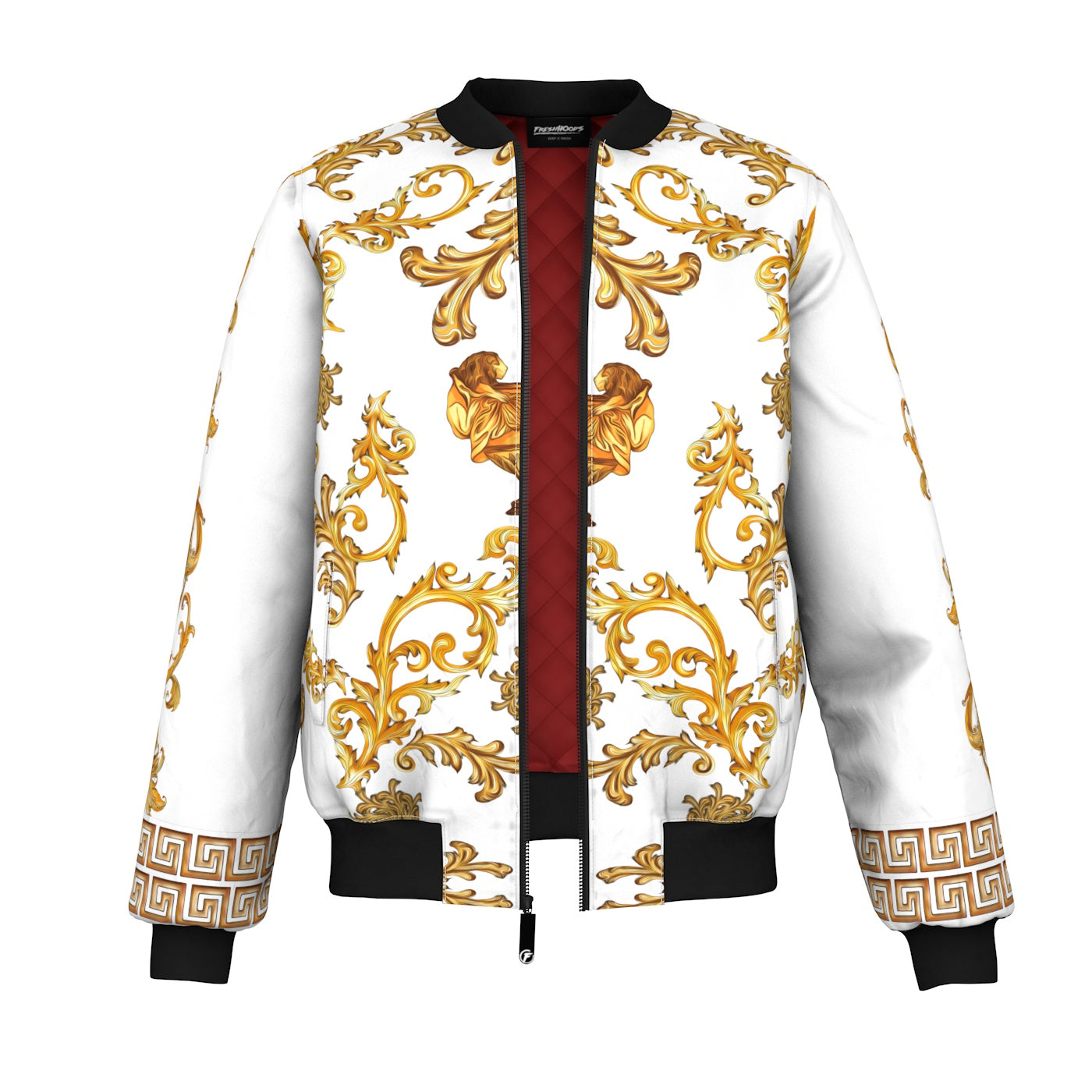 Versace baroque outlet print bomber jacket