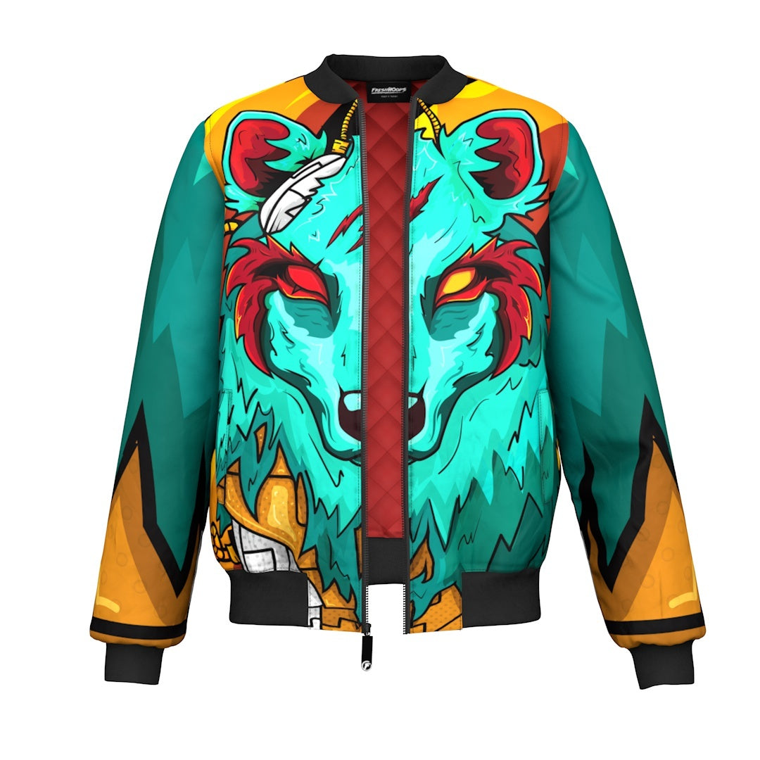 The Green Elite Wolf Bomber Jacket - Main Image