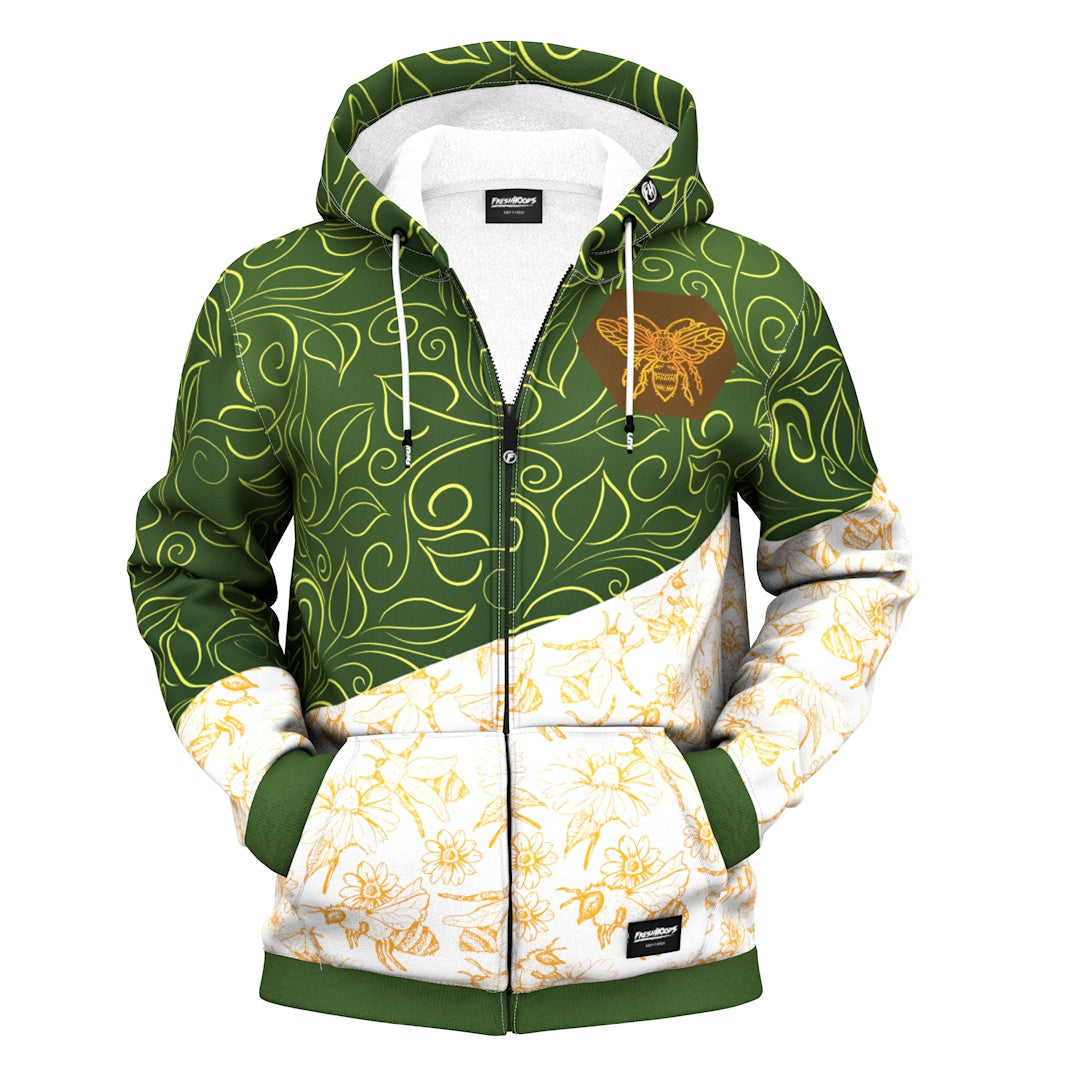 Floral Bee Zip Up Hoodie - Main Image