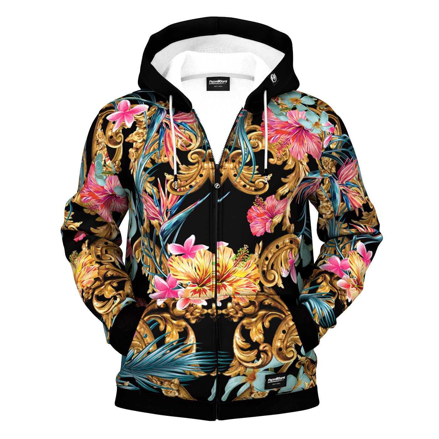 Hidden Hibiscus Zip Up Hoodie