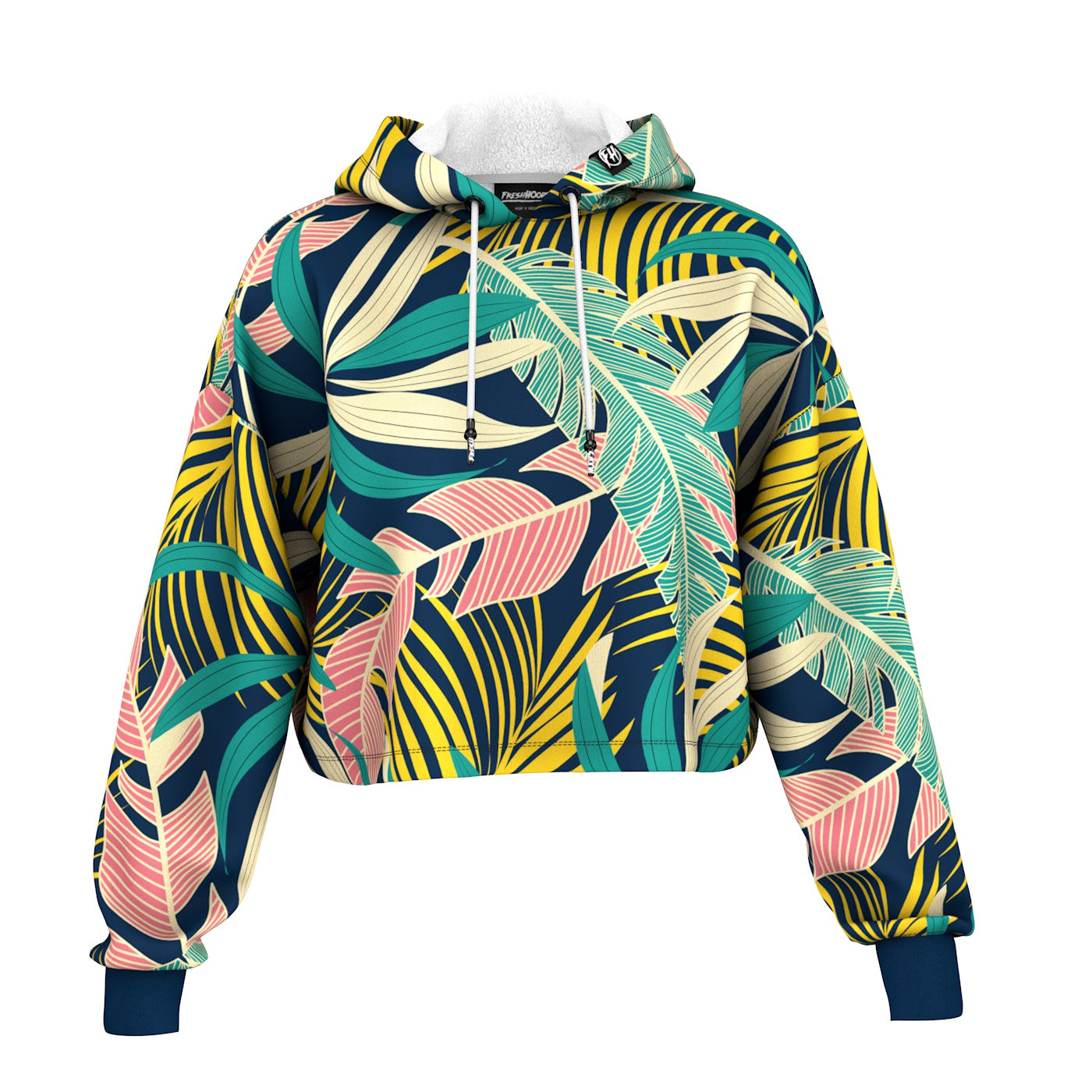 Robin Ruth® Cropped Sweatshirt Hoodie Zip Up - Hawaii Arch: Navy