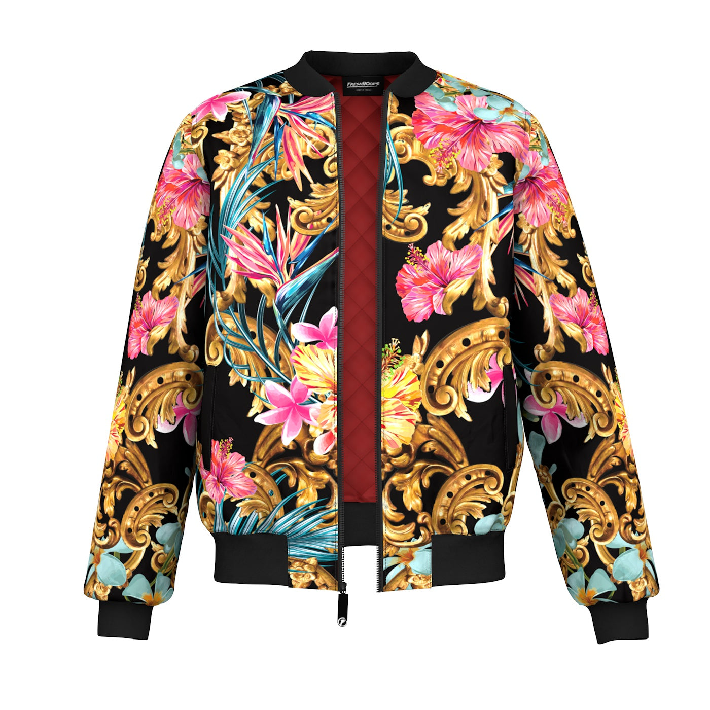 Hidden Hibiscus Bomber Jacket