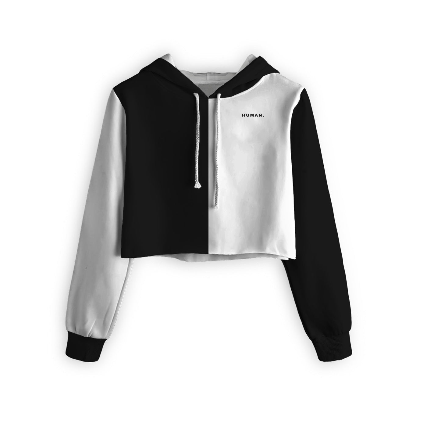 White Black Cropped Hoodie