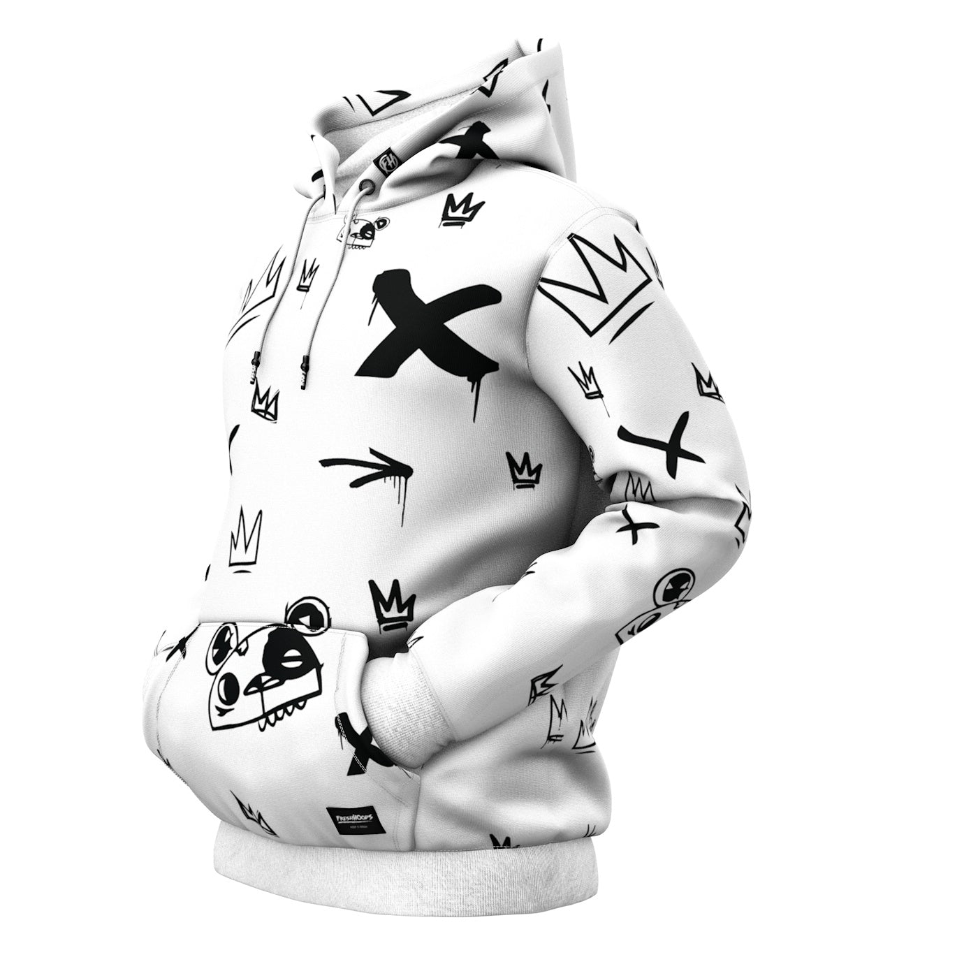 Kings Pattern White Hoodie