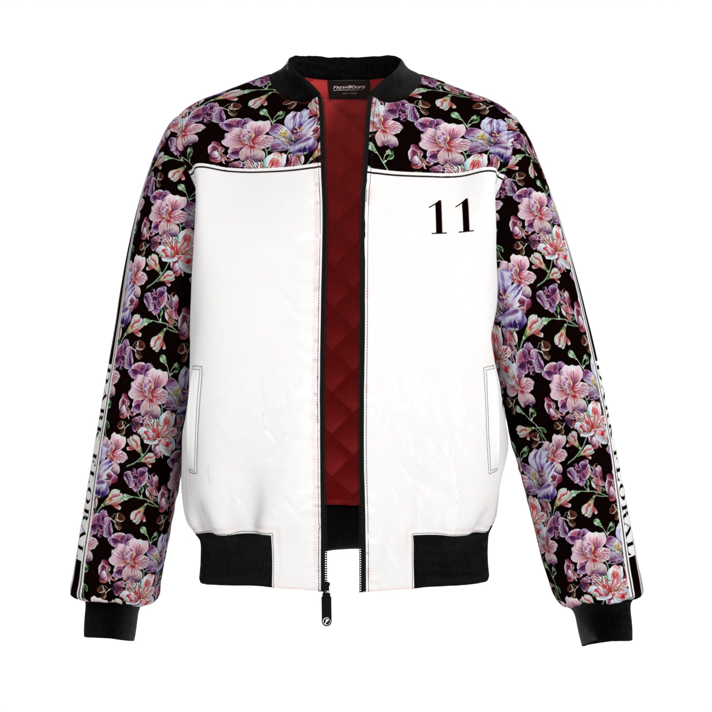 Midnight Pink Blossom Bomber Jacket