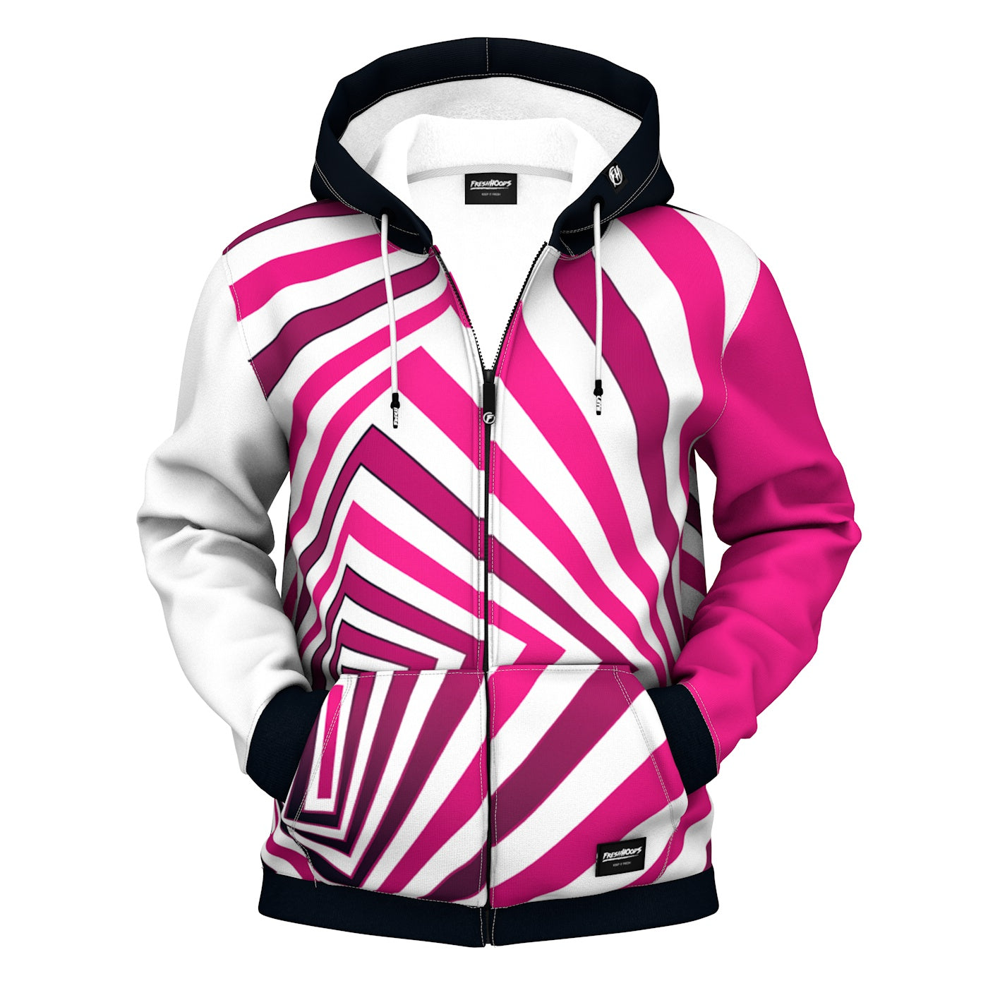 Pink and black online striped hoodie