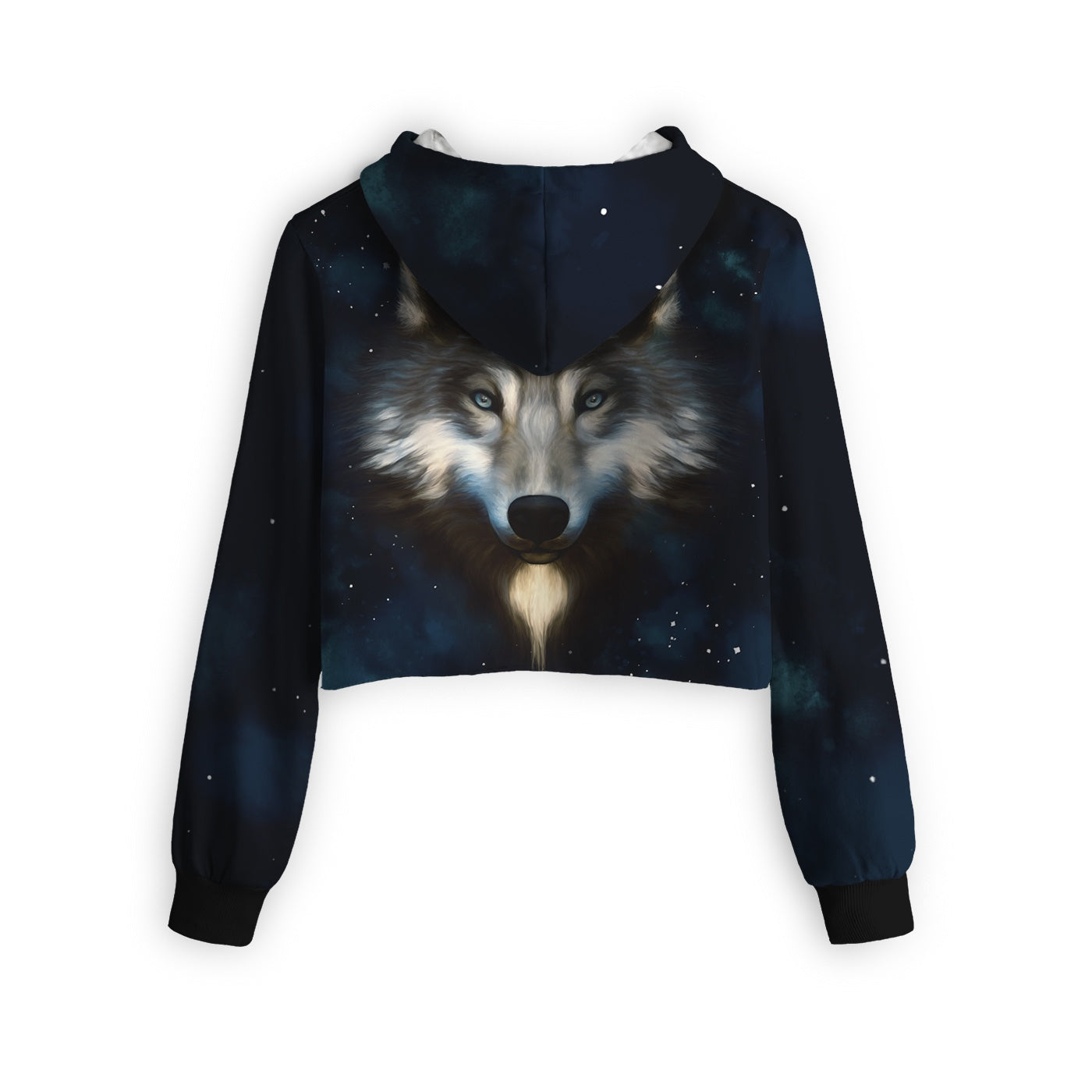 Wolf In Night Cropped Hoodie