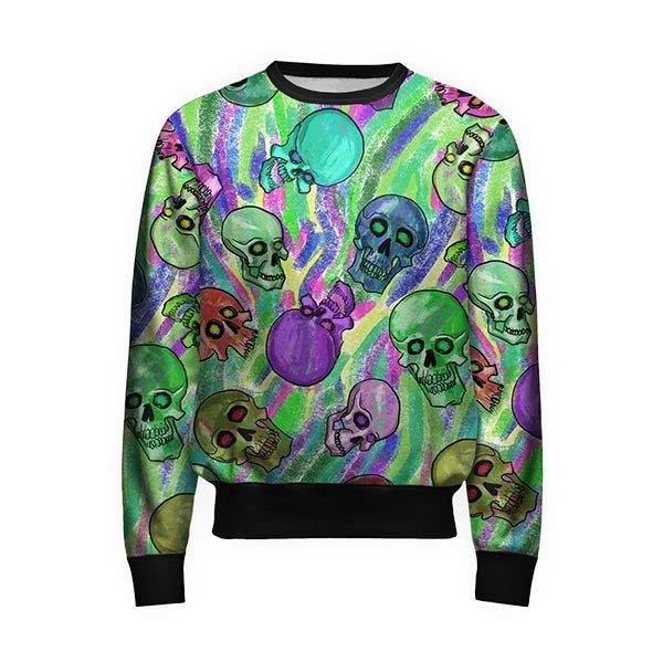 Green discount skull sweater