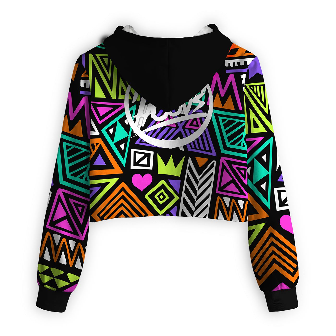 Polygon Tribes Cropped Hoodie