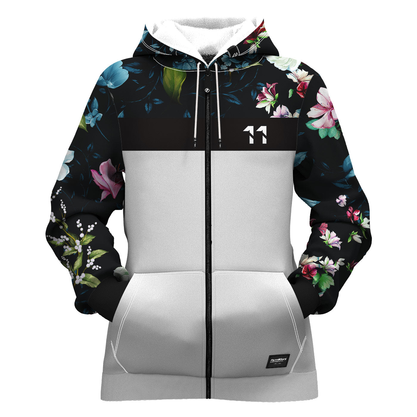 Dark Floral Women Zip Up Hoodie