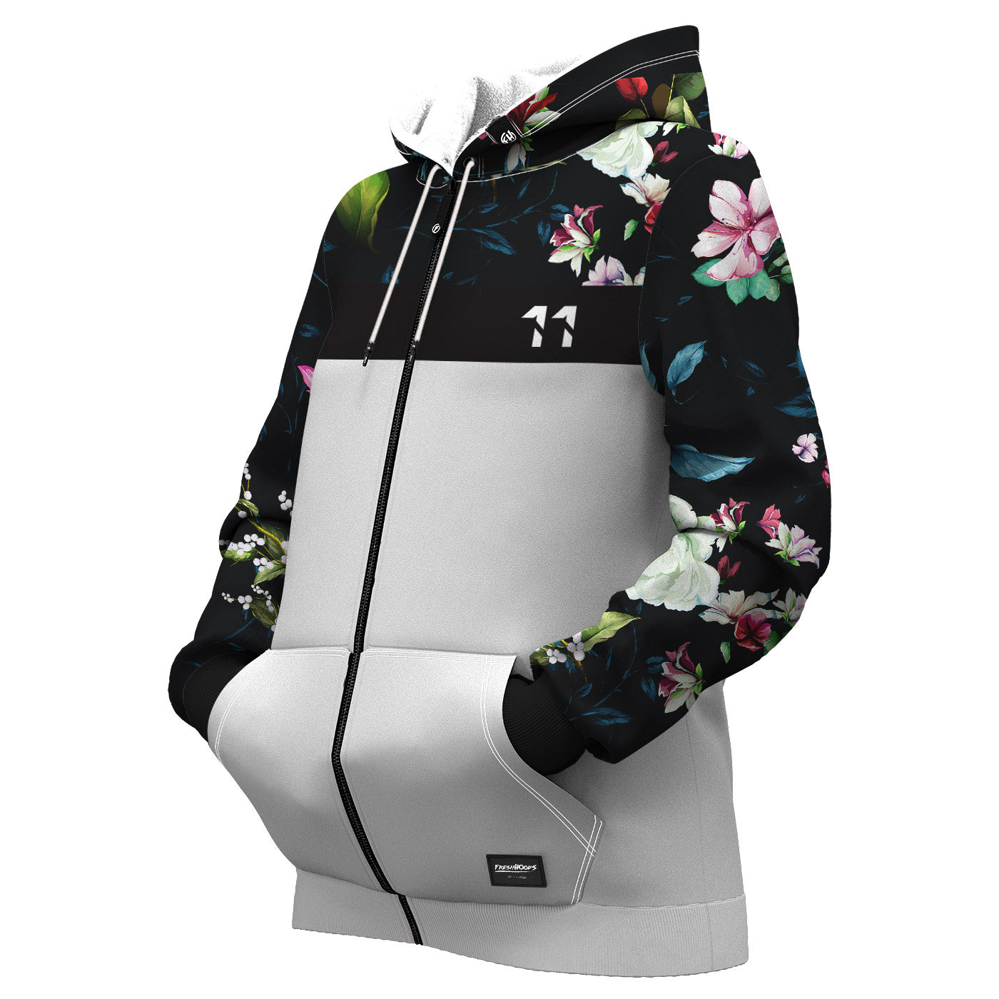 Dark Floral Women Zip Up Hoodie