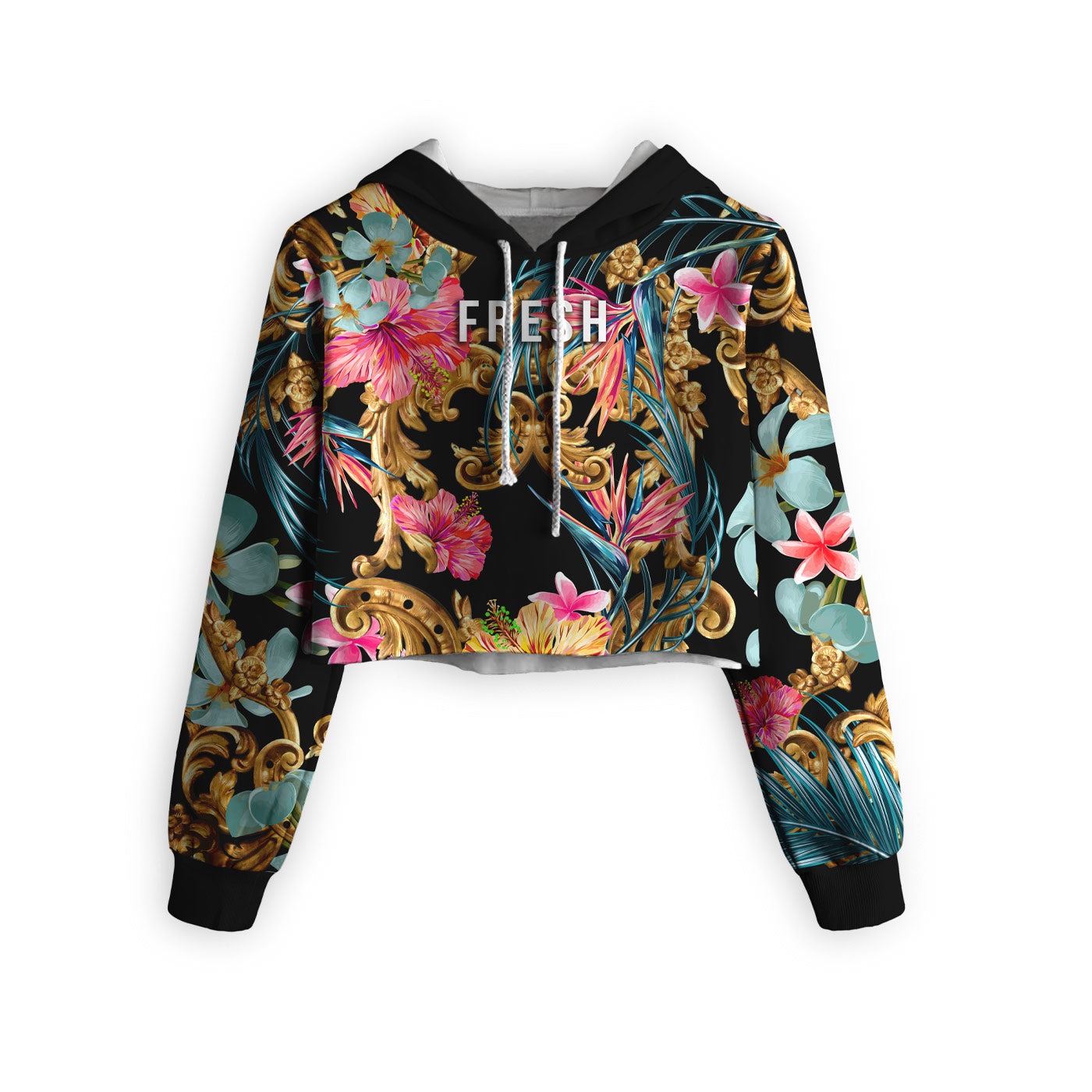 Hidden Hibiscus Cropped Hoodie