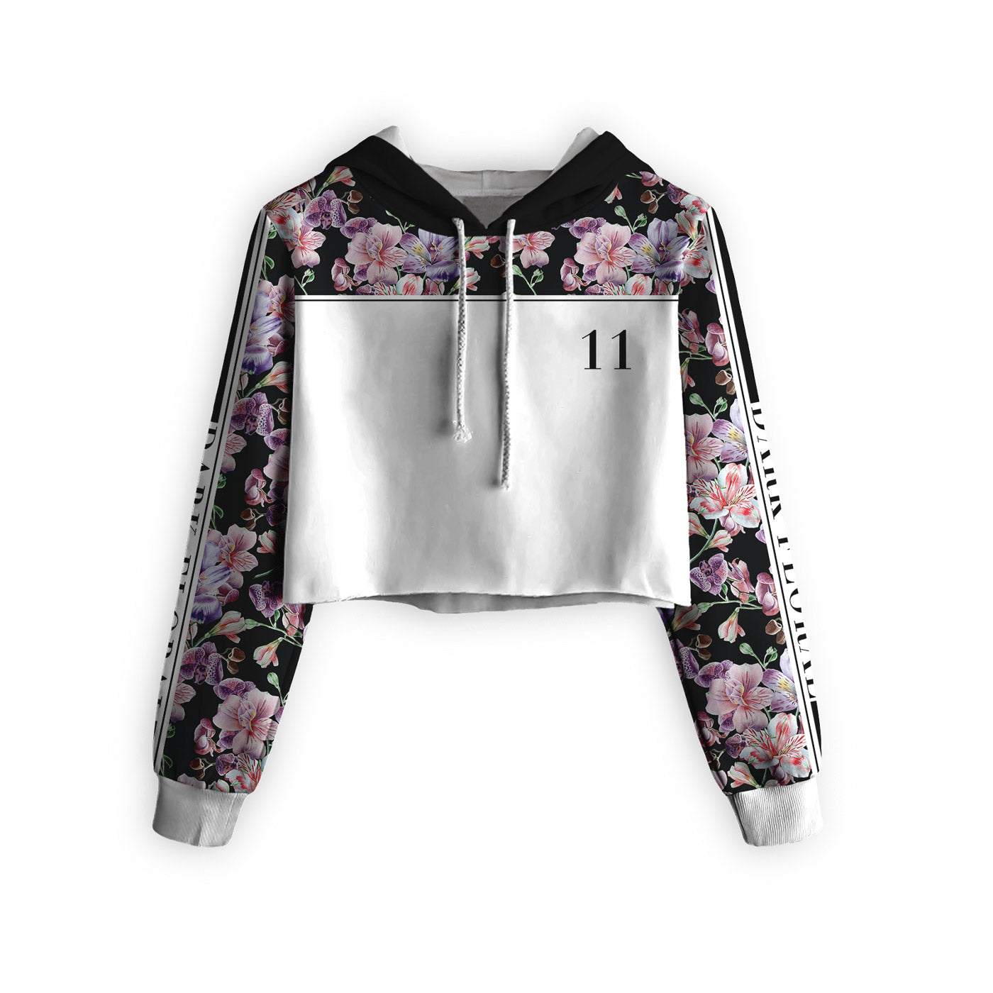 Midnight Pink Blossom Cropped Hoodie