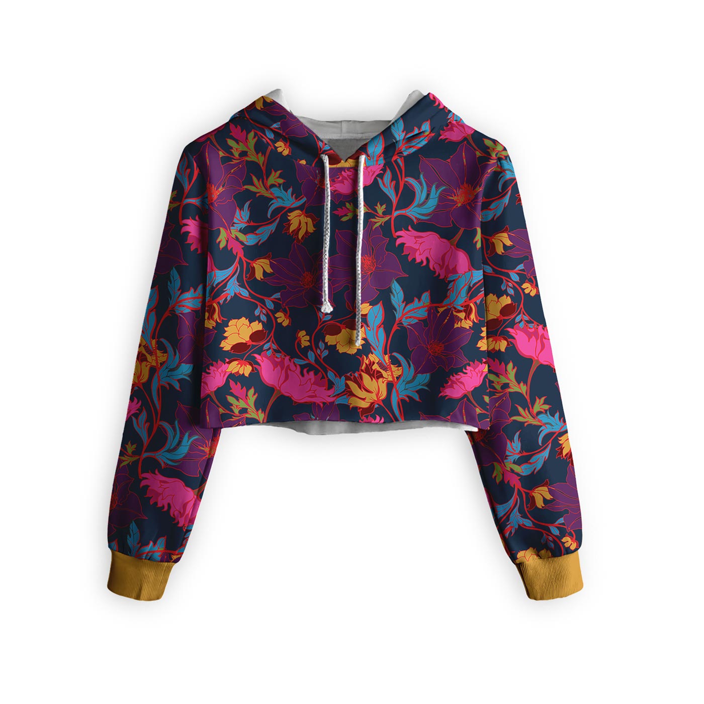 Fairy Tale Night Floral Cropped Hoodie