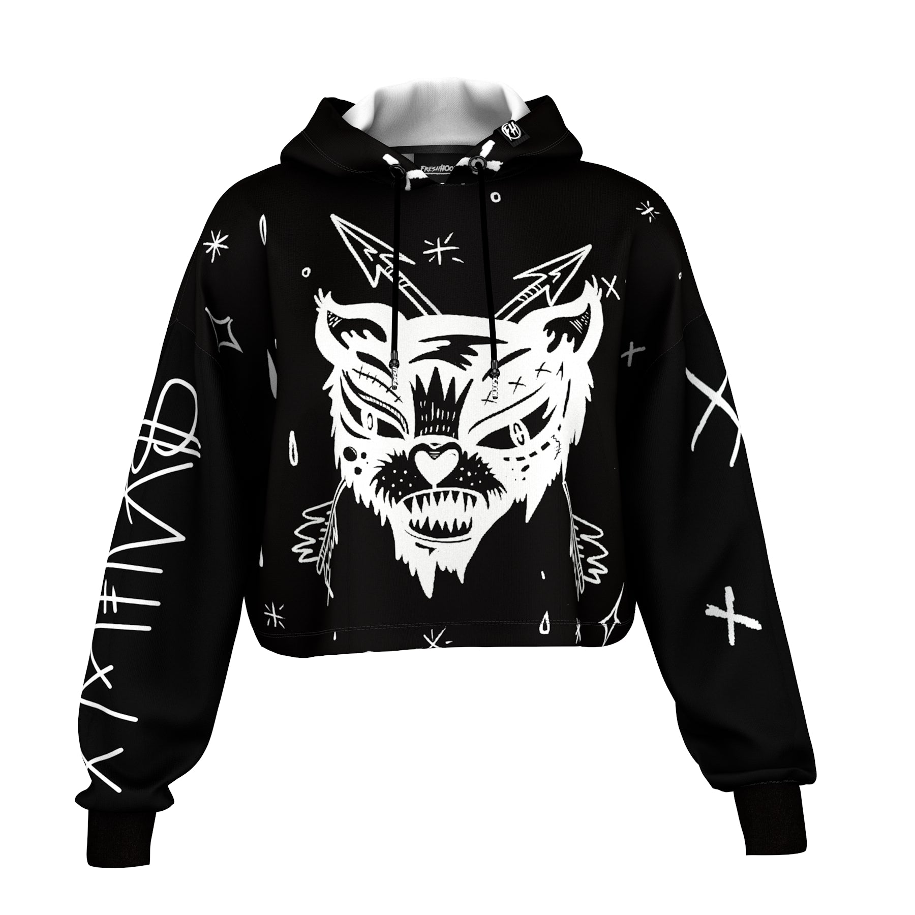 Angry Cat Cropped Hoodie