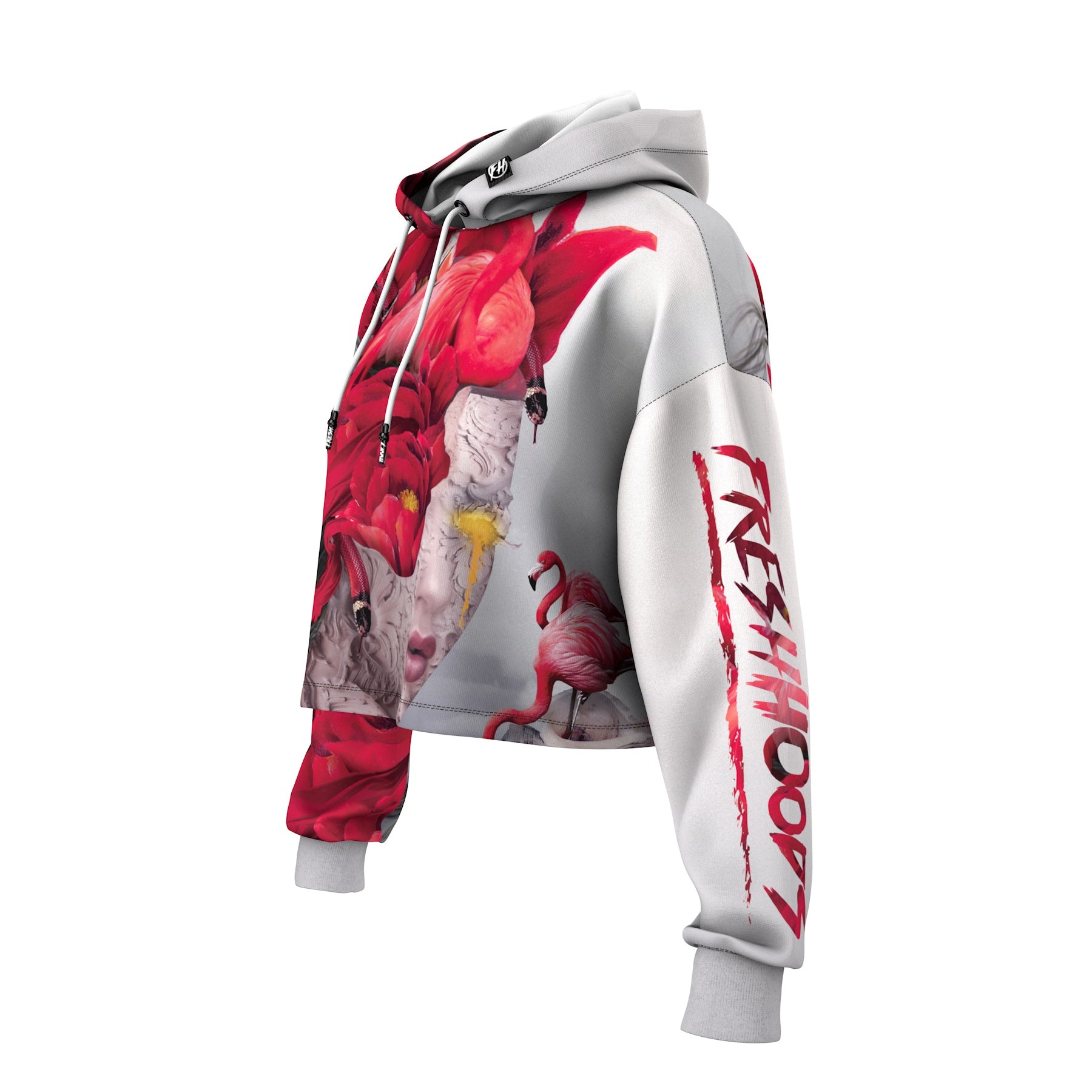 Flamingo Queen Cropped Hoodie